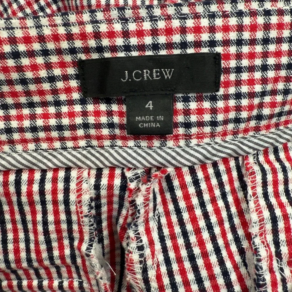 J Crew Hayden Kickout Crop Pant Womens 4 Red Plaid Gingham Wide Leg AJ425